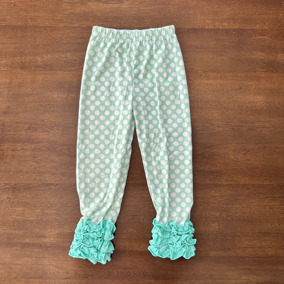Teal and White Polka Dot Boutique Girls 2 Piece Outfit Matching Set size XS - Picture 8 of 10